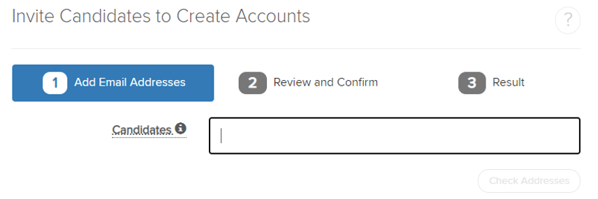 Inviting a Candidate to Create an Account
